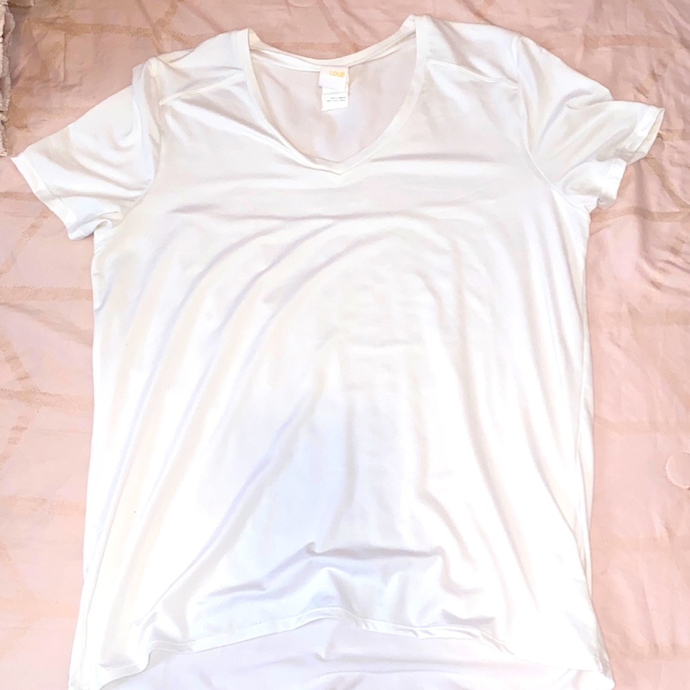 Lole White V-Neck Short Sleeve Tee